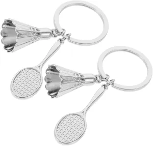 Milisten 2 Pcs Badminton Keychain Unique Sports Racket and Shuttlecock Pendant Party Favors for Souvenirs for Badminton Fans Durable Handbag Ornaments
