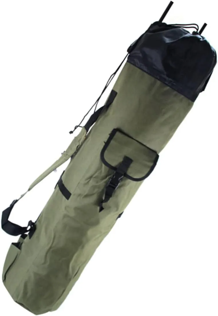 Milisten Fishing Rod Bag Club Bag Large Capacity Polyester Material Middle Fixing Strap 5 Pockets Comfortable Shoulder Strap Outdoor Fishing Gear