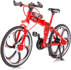 Mini Finger Bicycle Toy, Finger Mountain Bike, Alloy Foldable Home Desktop Decoration(Red)