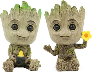 Mini Groot Figurine Miniature Model Home Accessories Decompression Artefact Kids 2PCs Bundle Set