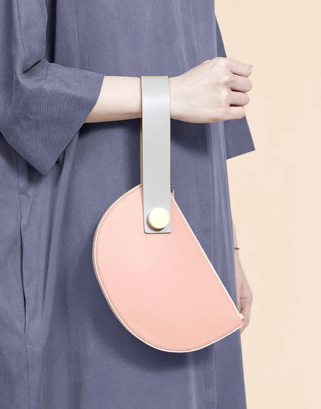 Mini Half Moon Clutch • Blush   Grey