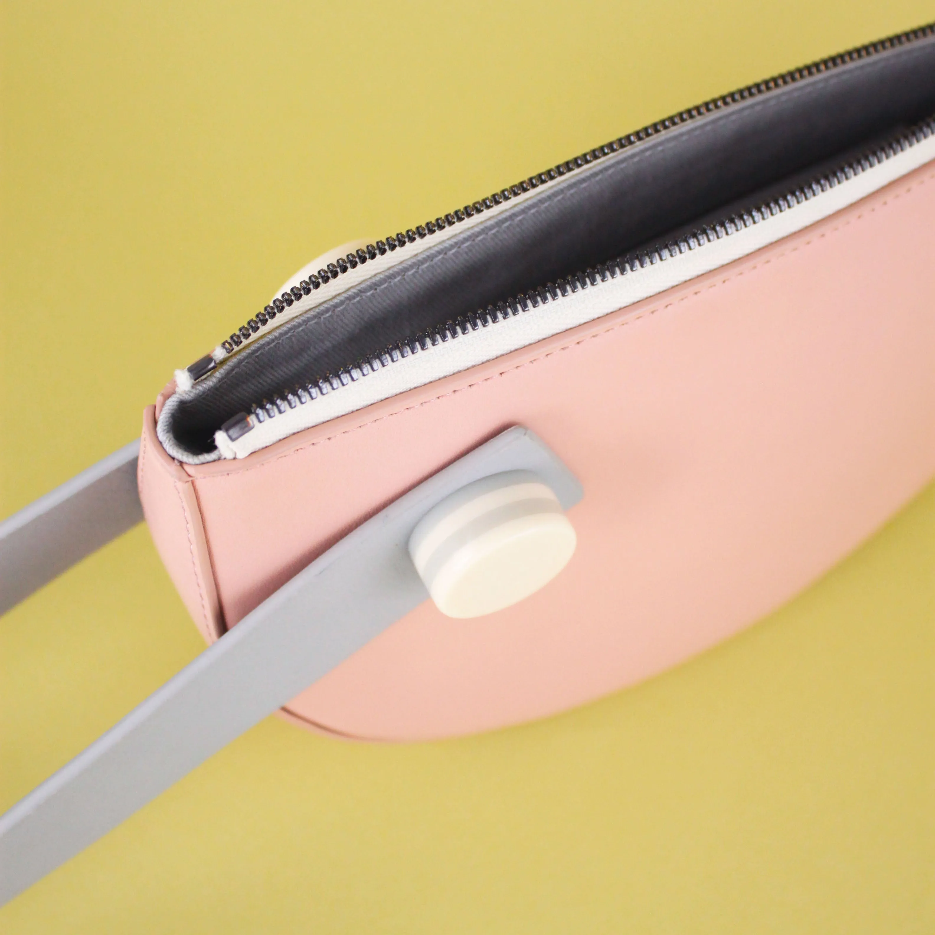 Mini Half Moon Clutch • Blush   Grey