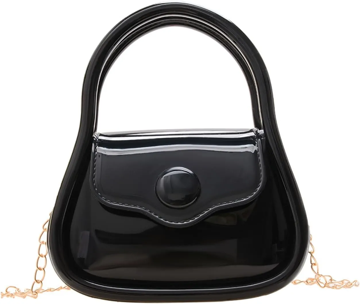 Mini Jelly Purse, Waterproof PVC Shoulder Bag Mini Crossbody Bag for Women, Small Crossbody Purse with Handle and Detachable Chains Strap for Keys, Headphones, Lipstick (Pink)