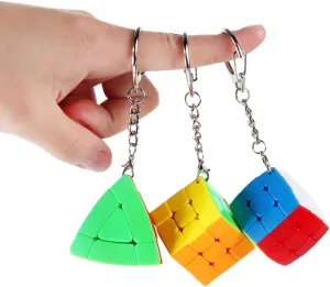 Mini Keychain Magic Cube Set Mini Keyring Speed Cube Set of 3x3 Magic Cube Small Bread Cube and Magic Tower Cube Brain Teaser Puzzles Toys Puzzles Collection 3 Pack