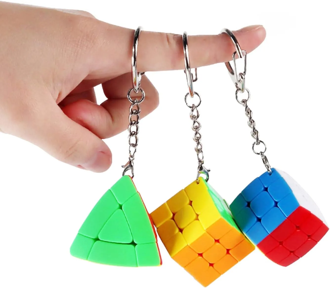 Mini Keychain Magic Cube Set Mini Keyring Speed Cube Set of 3x3 Magic Cube Small Bread Cube and Magic Tower Cube Brain Teaser Puzzles Toys Puzzles Collection 3 Pack