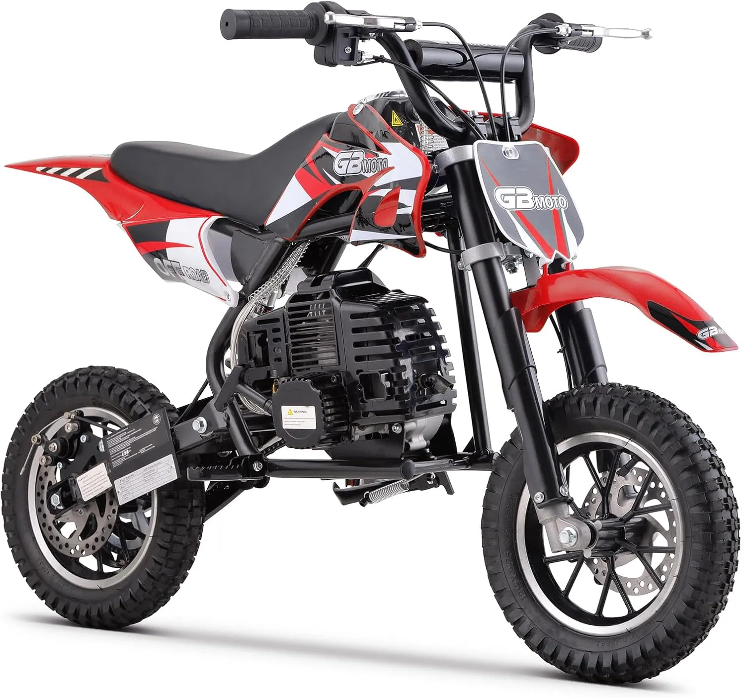 Mini Kid Dirt Bike, DB001 Model 49 CC 2-Stroke Gas Bike with Off-Rode Tire, Suspensions, Disc Brakes, Max Load 160Lbs, Up to 20Mph, EPA Approved (Red)