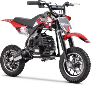 Mini Kid Dirt Bike, DB001 Model 49 CC 2-Stroke Gas Bike with Off-Rode Tire, Suspensions, Disc Brakes, Max Load 160Lbs, Up to 20Mph, EPA Approved (Red)