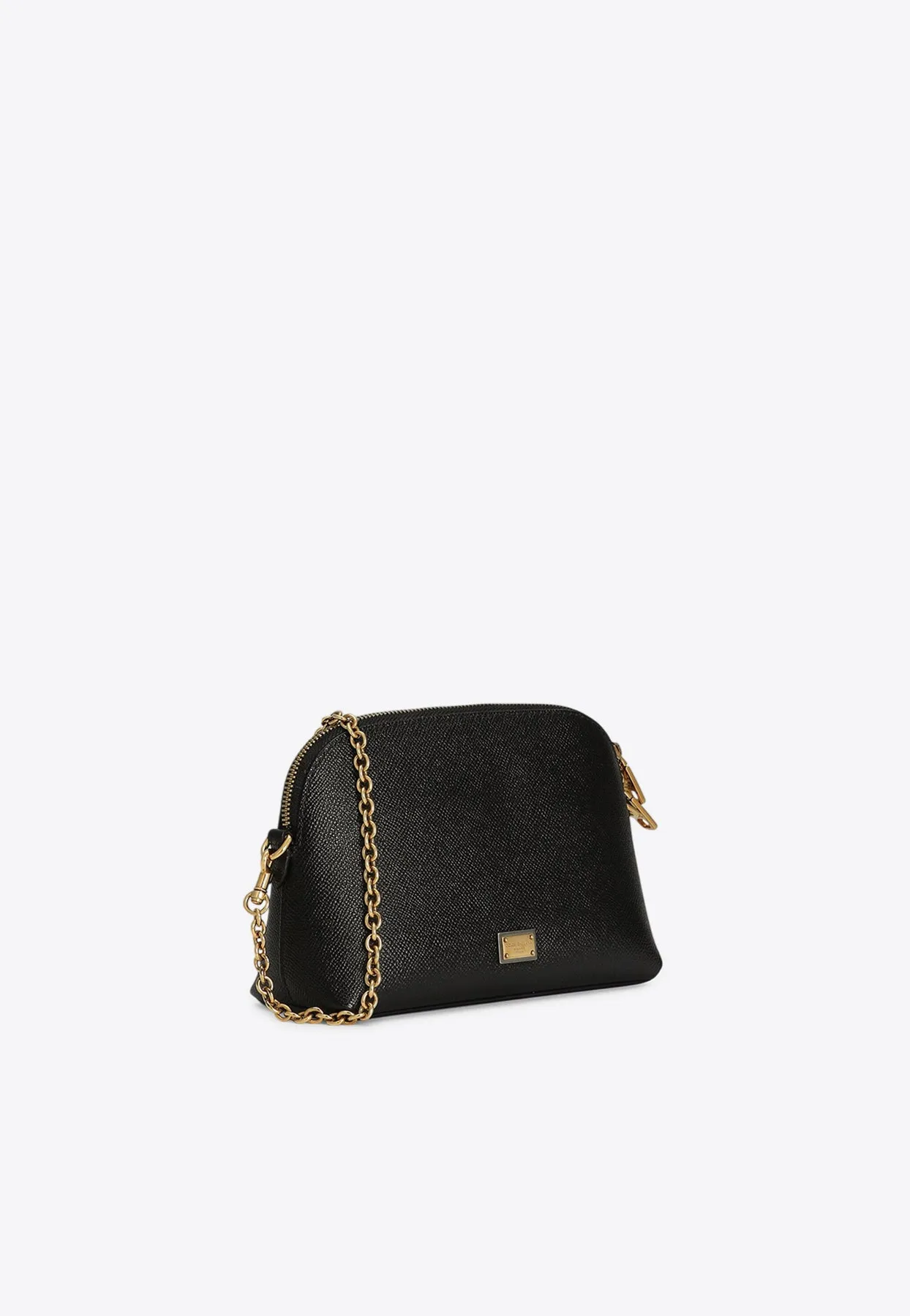 Mini Logo Plaque Leather Crossbody Bag