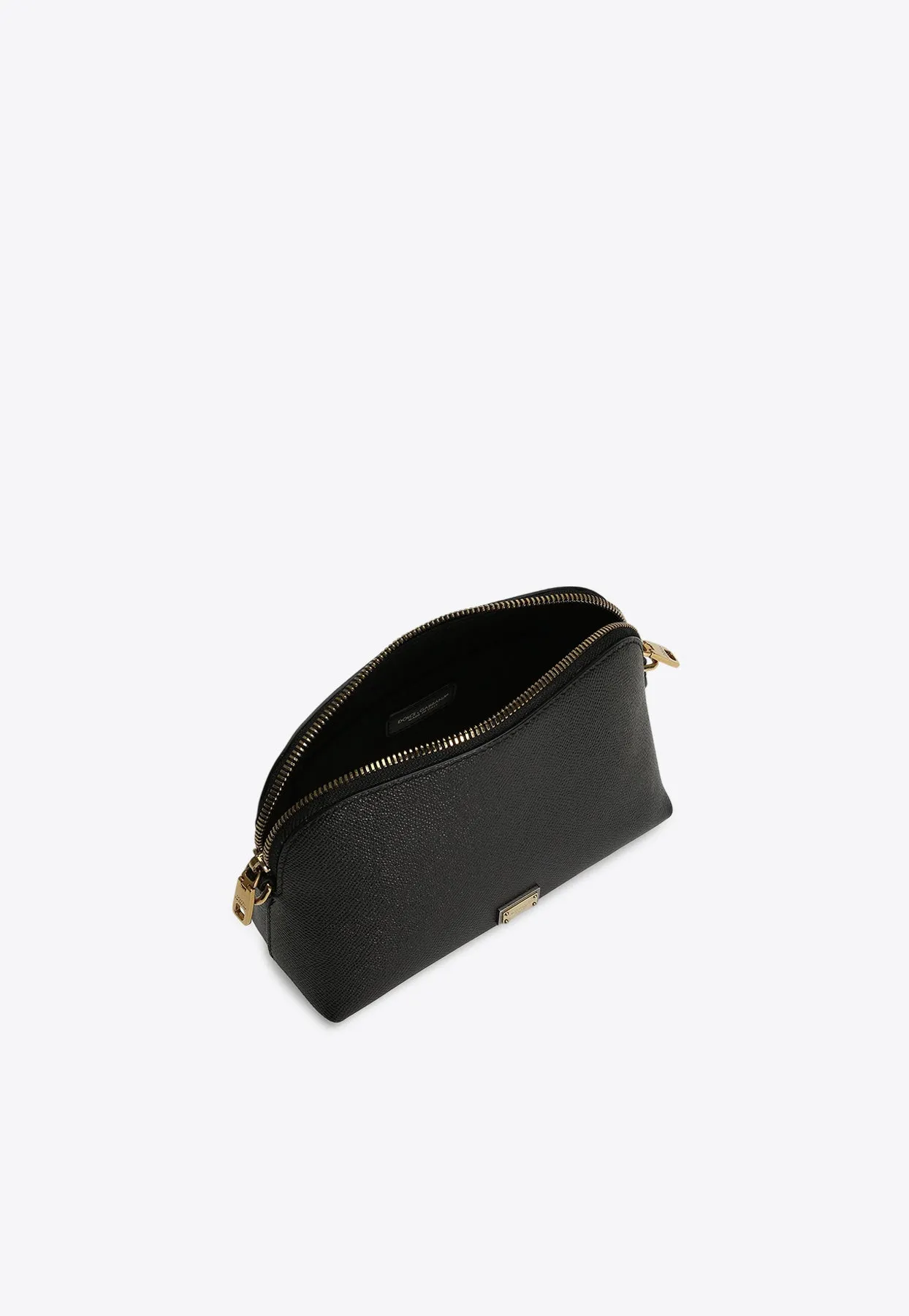 Mini Logo Plaque Leather Crossbody Bag
