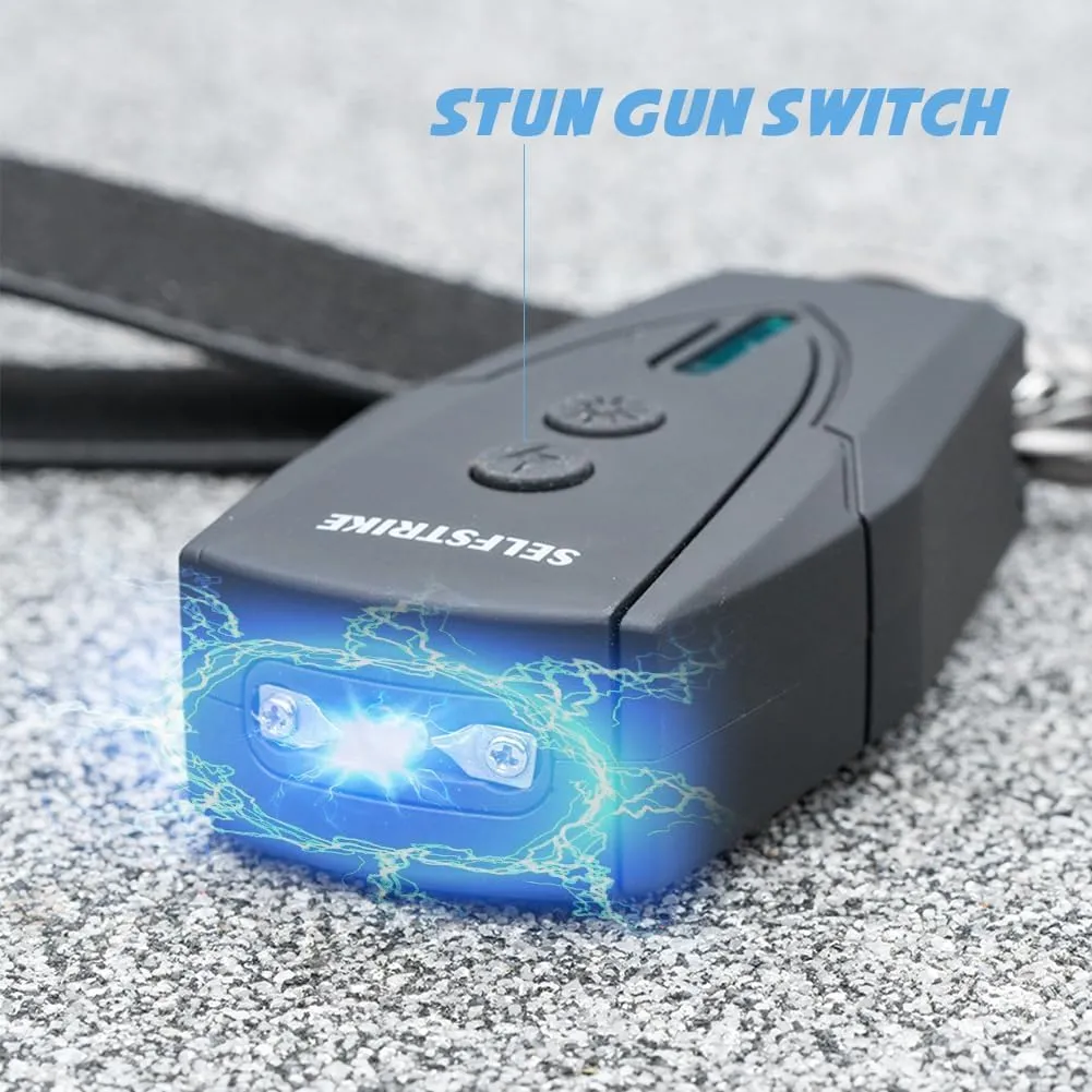 Mini Stun Gun with LED Flashlight and Wrist Strap – Unique Key Chain Design – Using Anti Slip Materials can Better and Faster aim with Charging Cable,Mini Screwdriver and User Manual