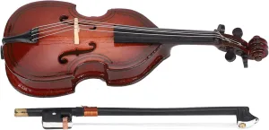 Miniature Bass with Stand and Case, Wooden Miniature Bass with Stand and Case Mini Bass Miniature Dollhouse Model Dollhouse Model Home Decoration