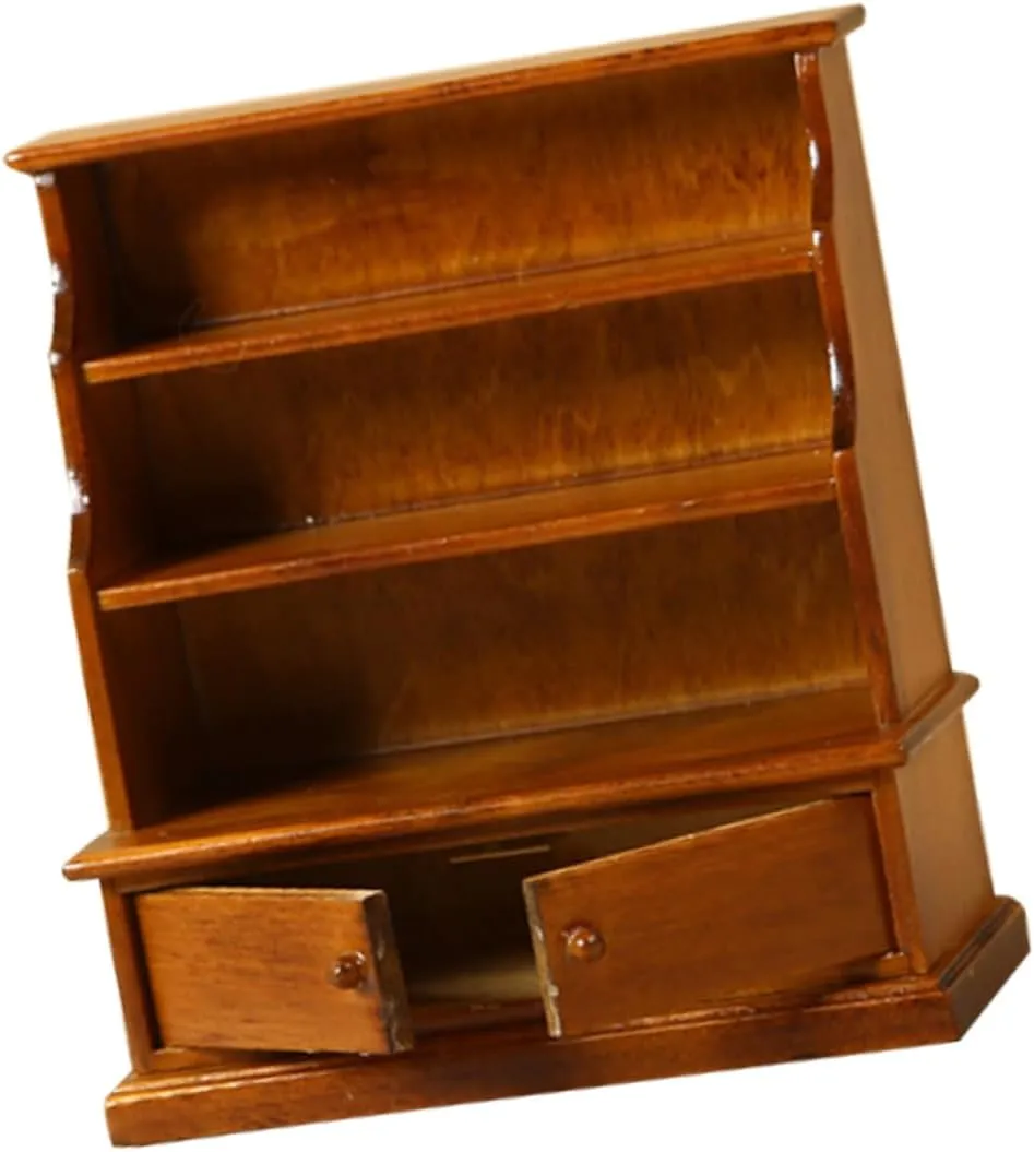 Miniature Bookshelf Doll House Accessory Miniature Wooden Furniture for Dollhouse