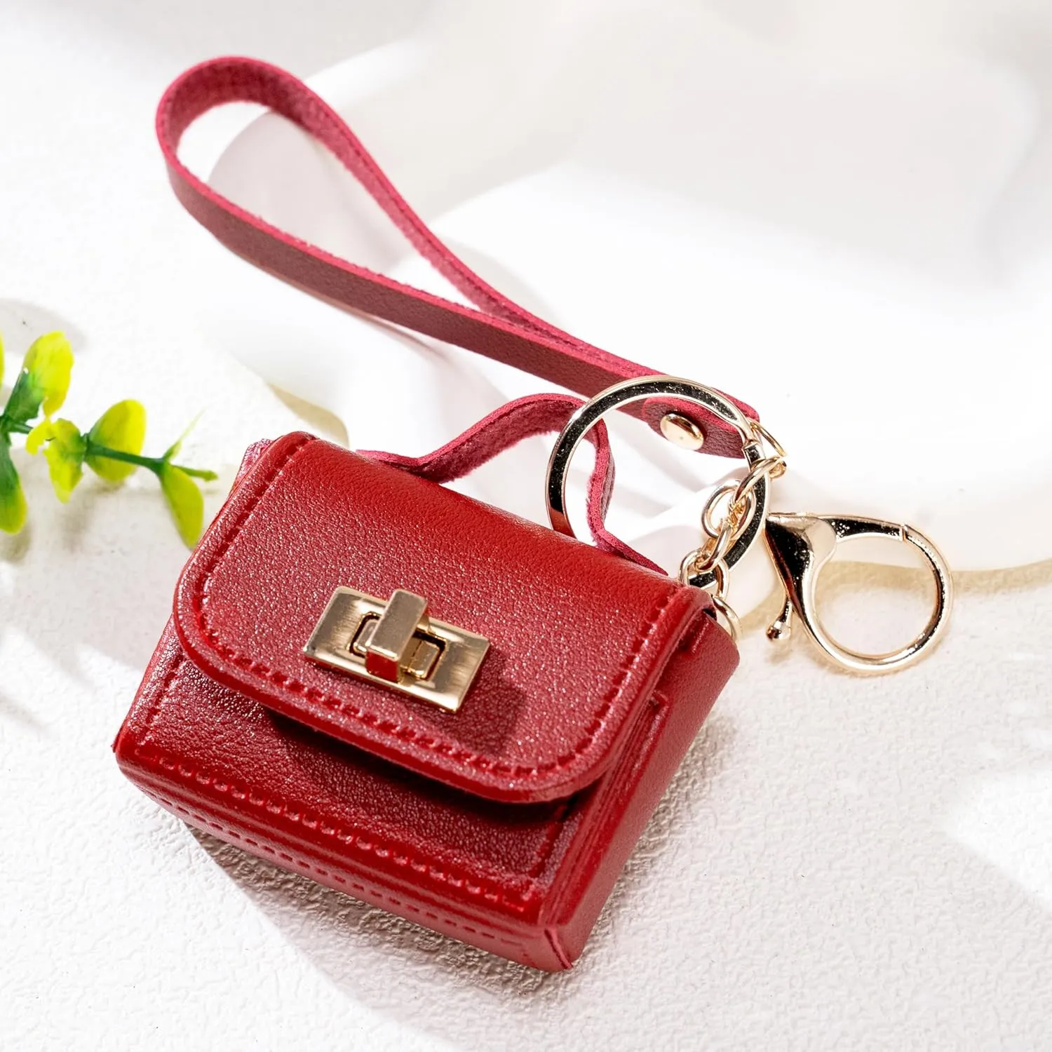Miniature Leather Handbag Keychain Small Bag Keychain headphone bag Purse Charm Accessories