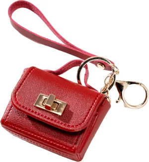 Miniature Leather Handbag Keychain Small Bag Keychain headphone bag Purse Charm Accessories