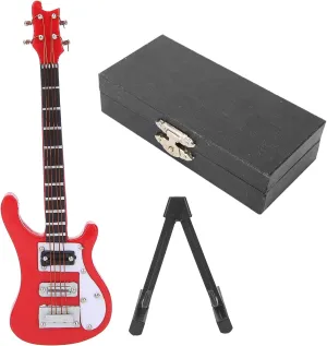 Miniature Stuff, Miniature Wooden Simulation Electric Guitar Model Musical Instrument Ornaments Gifts(Red)