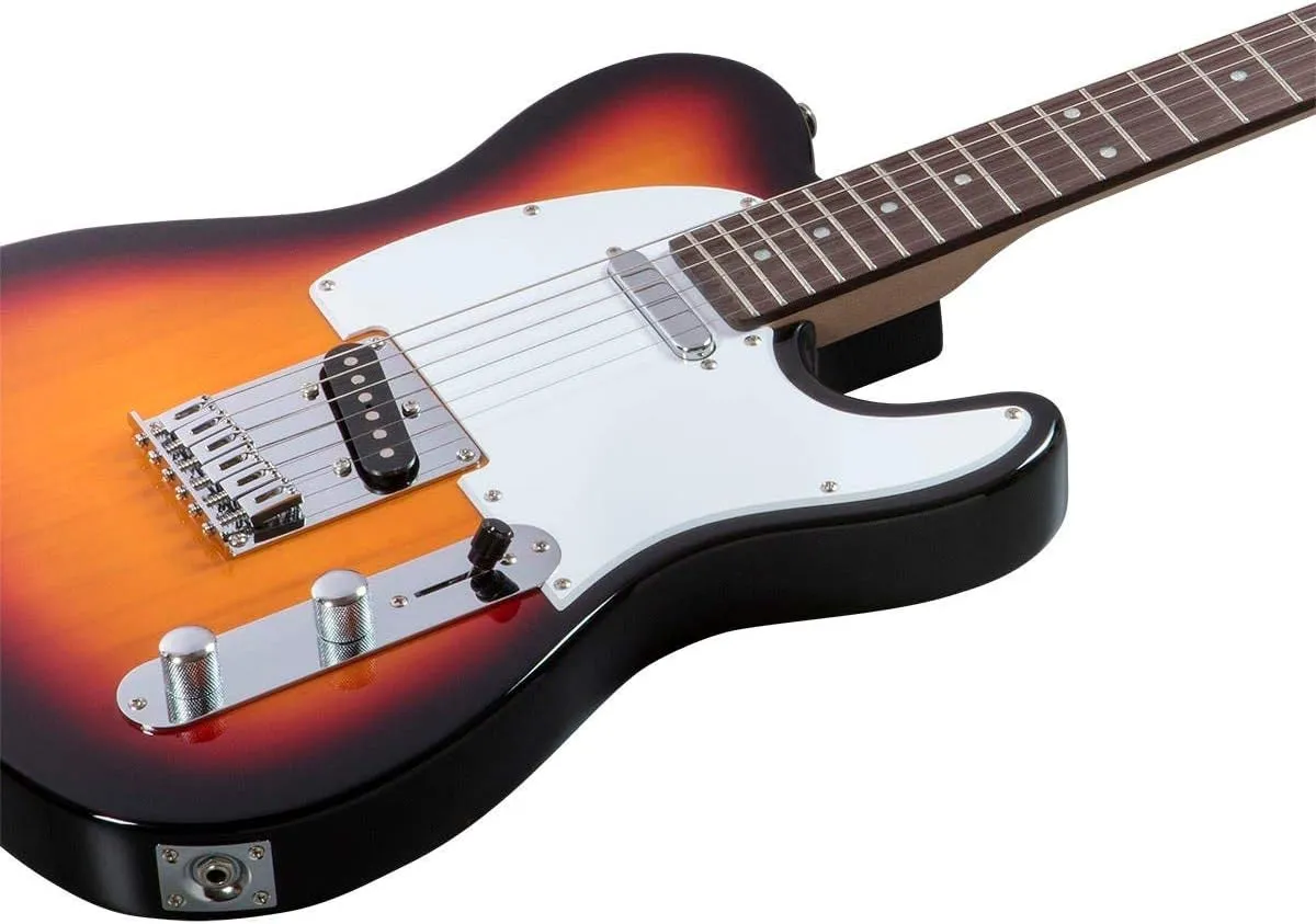 Monoprice Series 6 String Indio Retro Classic Electric Guitar with Gig Bag, Sunburst, Right, (610263) |25.5 Inches|