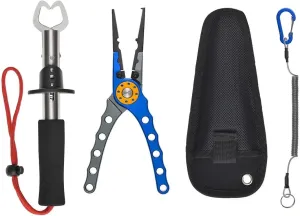 Monoprice Stainless Steel Fishing Pliers, Corrosion Resistant, Multipurpose Fish Pliers, Hook Remover, with Fish Lip Gripper, Lanyard, and Carrying Case - Pure Outdoor Collection