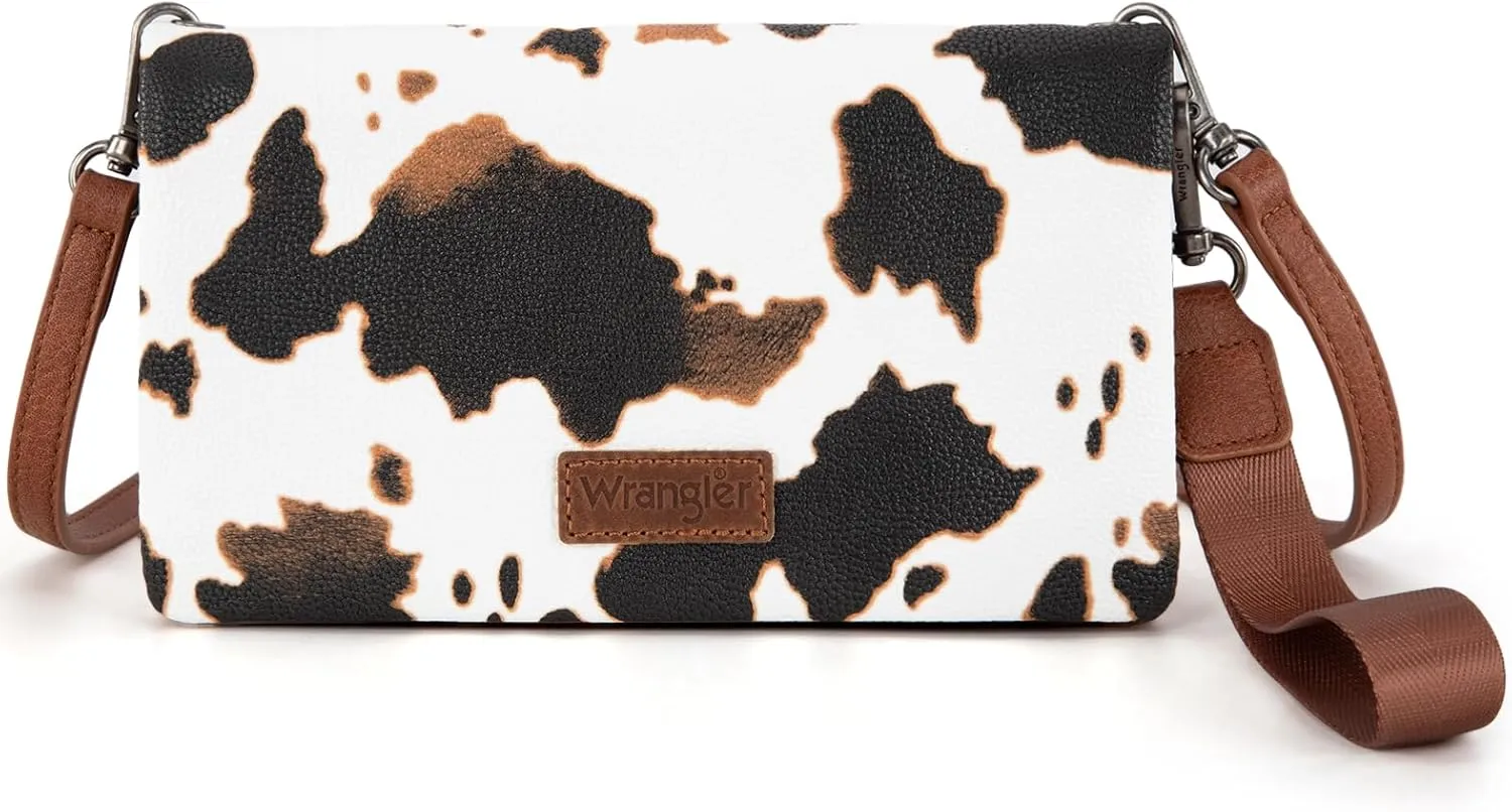 Montana West Wrangler Cow Print Womens Wristlet Wallet RFID Blocking Bifold Clutch Credit Card Holder Purse