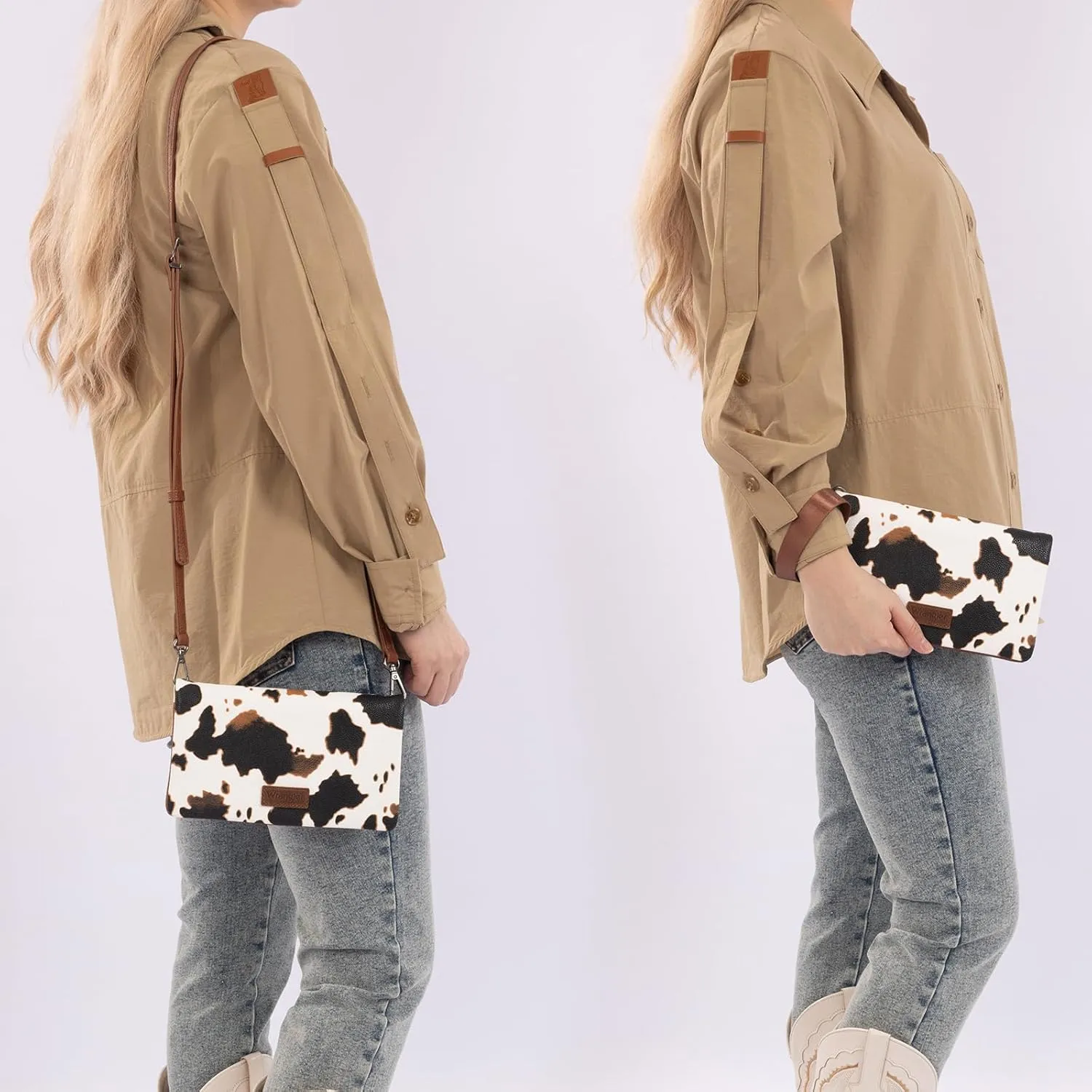 Montana West Wrangler Cow Print Womens Wristlet Wallet RFID Blocking Bifold Clutch Credit Card Holder Purse