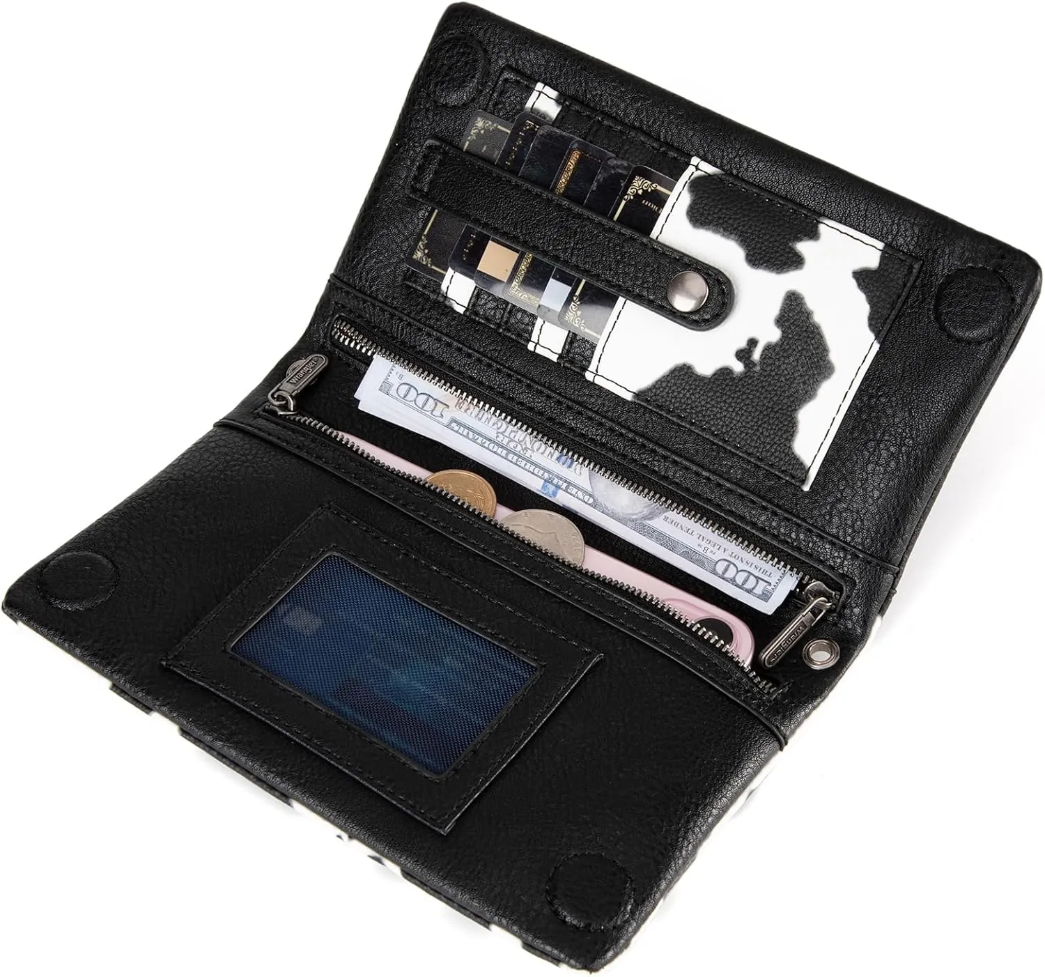 Montana West Wrangler Cow Print Womens Wristlet Wallet RFID Blocking Bifold Clutch Credit Card Holder Purse