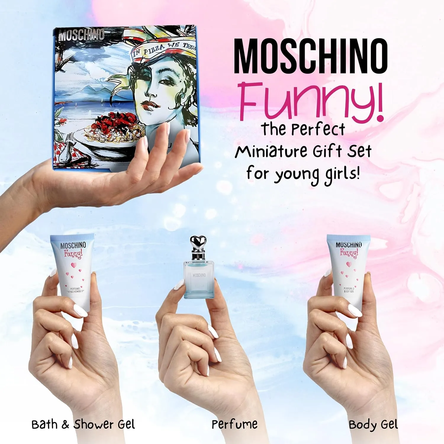 Moschino Funny! Gift Set for Women - Mini Perfume Collection EDT Spray & Lotion Combo