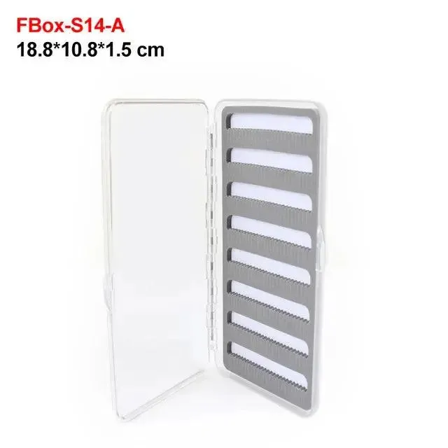 Mosodo Fly Fishing Box Plastic Slit Foam Lure Box Double Sides Waterproof Tackle Boxes Fly Easy Grip River Fishing Accessories