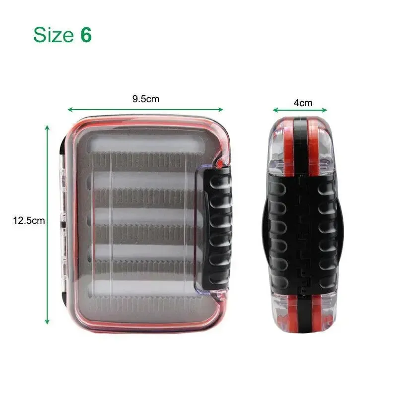 Mosodo Fly Fishing Box Plastic Slit Foam Lure Box Double Sides Waterproof Tackle Boxes Fly Easy Grip River Fishing Accessories
