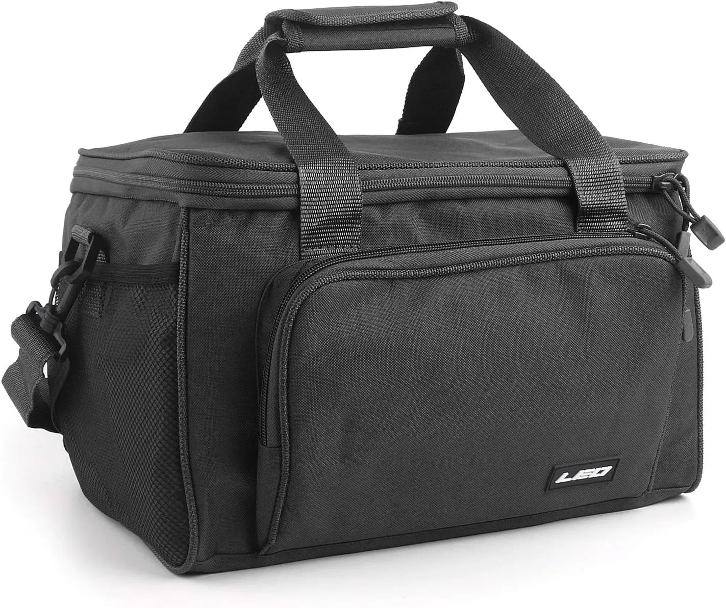 mouhike Fishing Tackle Bag Portable Crossbody Sling Pack Fly Fishing Tackle Box Bag Large Fishing Gear Storage Organizer for Travel Camping Hiking (Black)