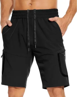 MOURCE Mens Hiking Shorts 9 Inch Inseam Quick Dry Lightweight Stretch Elastic Waist Outdoor Men Golf Shorts Fishing Camping