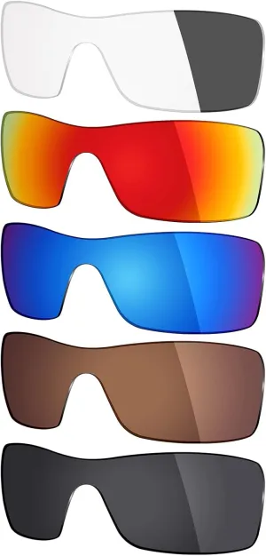 Mryok 5 Pair Polarized Replacement Lenses for Oakley Batwolf Sunglass - Stealth Black/Bronze Brown/Ice Blue/Fire Red/Eclipse Grey Photochromic