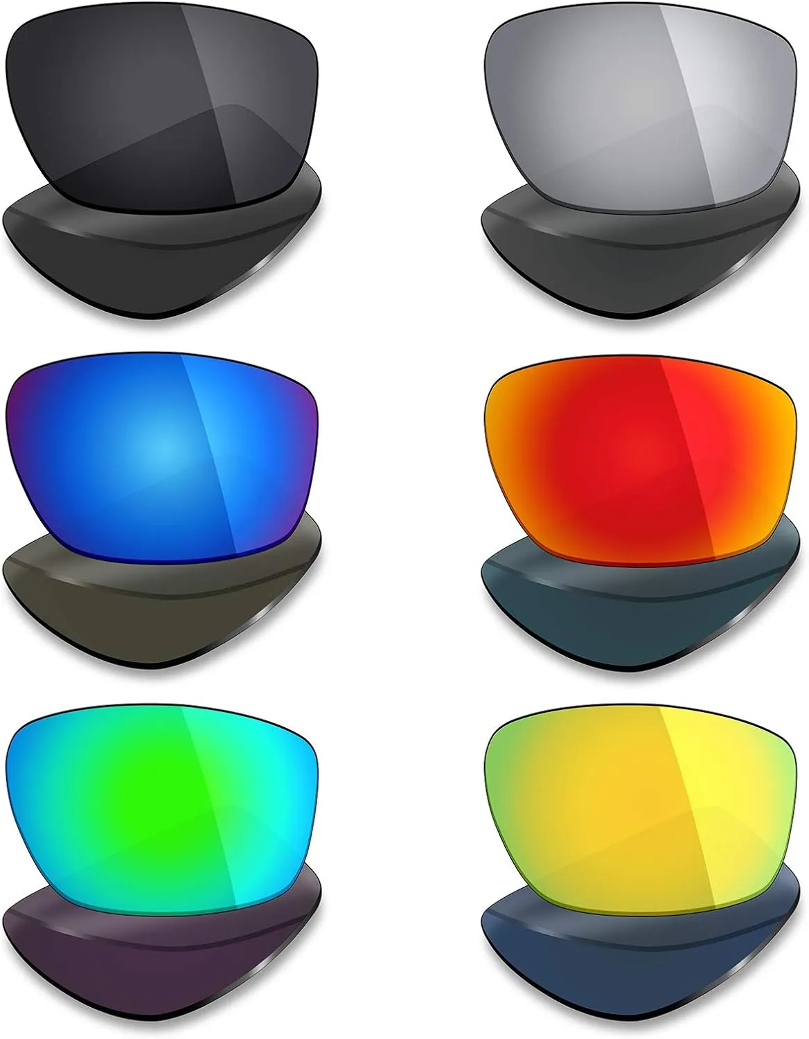 Mryok 6 Pairs Polarized Replacement Lenses for Oakley Valve New 2014 Sunglass - Stealth Black/Fire Red/Ice Blue/Silver Titanium/Emerald Green/24K Gold