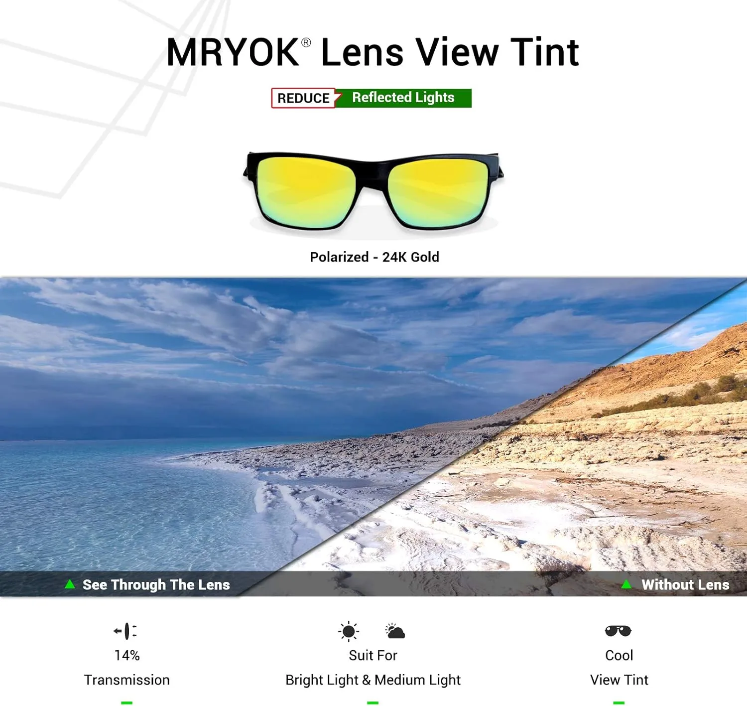 Mryok Polarized Replacement Lenses & Nose Pieces for Ray-Ban RB3293 63mm - Options