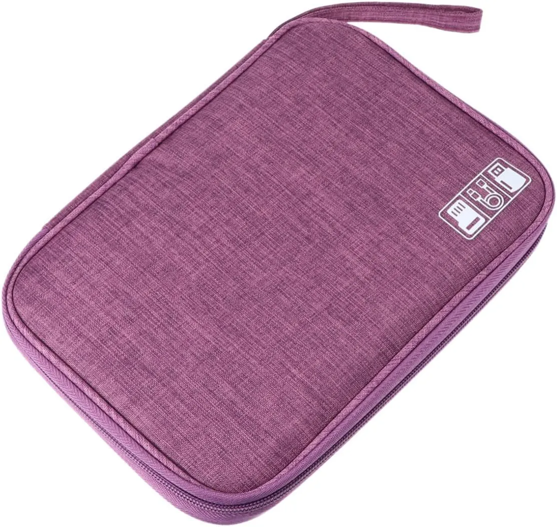 Multi Function Digital Packing Bag Large Capacity Cable Earphone Storage Pouch Durable Portable Holder for Power Bank Accessories Easy Clean Purple
