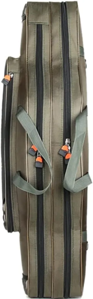 Multifunctional Portable Fishing Bag Canvas Fishing Rod 2 Tier Travel Carrying Case(Gray,80 * 18 * 14cm)