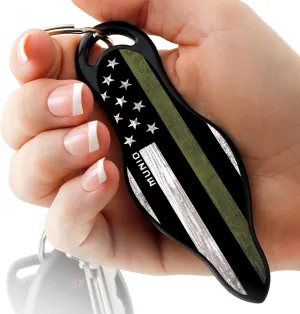 MUNIO Original Self Defense Keychain Kit - Self Protection Personal Safety Essentials, Portable Defense Kubotan, Legal for Airplane Carry - TSA Approved - Made in USA (Thin Green Line)