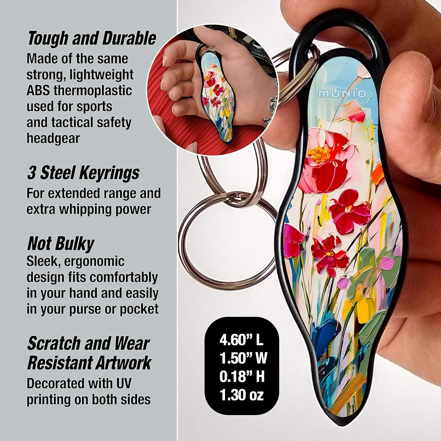 MUNIO Original Self Defense Keychain Kit - Self Protection Personal Safety Essentials, Portable Defense Kubotan