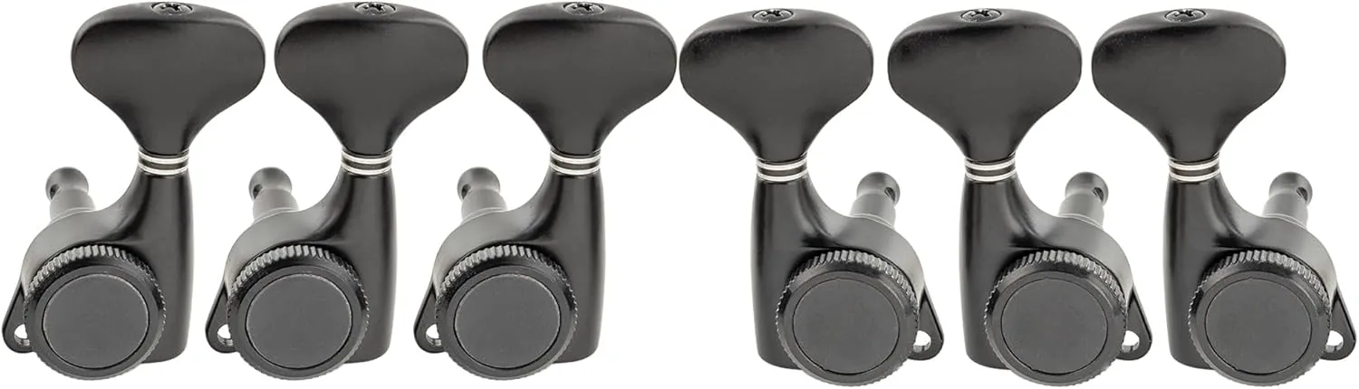 Musiclily Pro 3L 3R Guitar Locking Tuners 18:1 Ratio Lock String Tuning Key Pegs Machine Heads Replacement for LP SG Style Electric Folk or Acoustic Guitar, Black with Y-Style Button