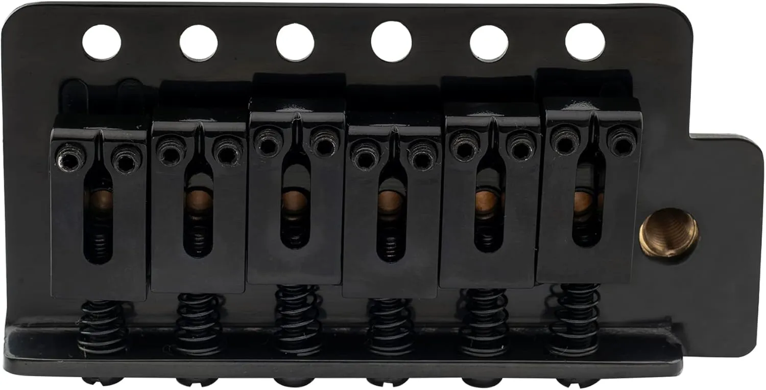 Musiclily Pro 52.5mm Modern 6-Screw Tremolo Bridge 36mm Solid Brass Block for Squier Strat Style Electric Guitar, Black