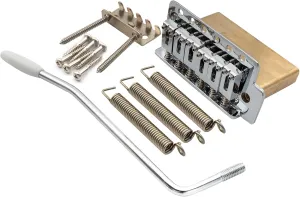 Musiclily Pro 52.5mm Modern 6-Screw Tremolo Bridge 40mm Solid Brass Block for Fender Squier Strat Stratocaster Style Electric Guitar, Chrome