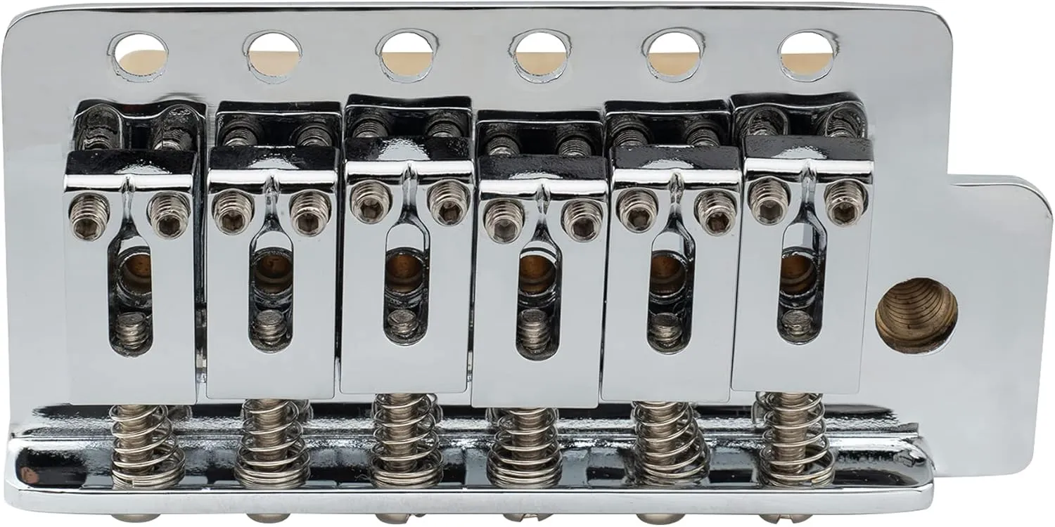 Musiclily Pro 52.5mm Modern 6-Screw Tremolo Bridge 40mm Solid Brass Block for Fender Squier Strat Stratocaster Style Electric Guitar, Chrome