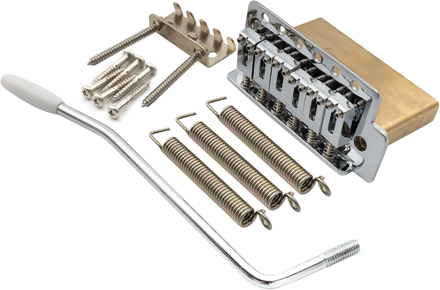 Musiclily Pro 52.5mm Modern 6-Screw Tremolo Bridge 40mm Solid Brass Block for Fender Squier Strat Stratocaster Style Electric Guitar, Chrome