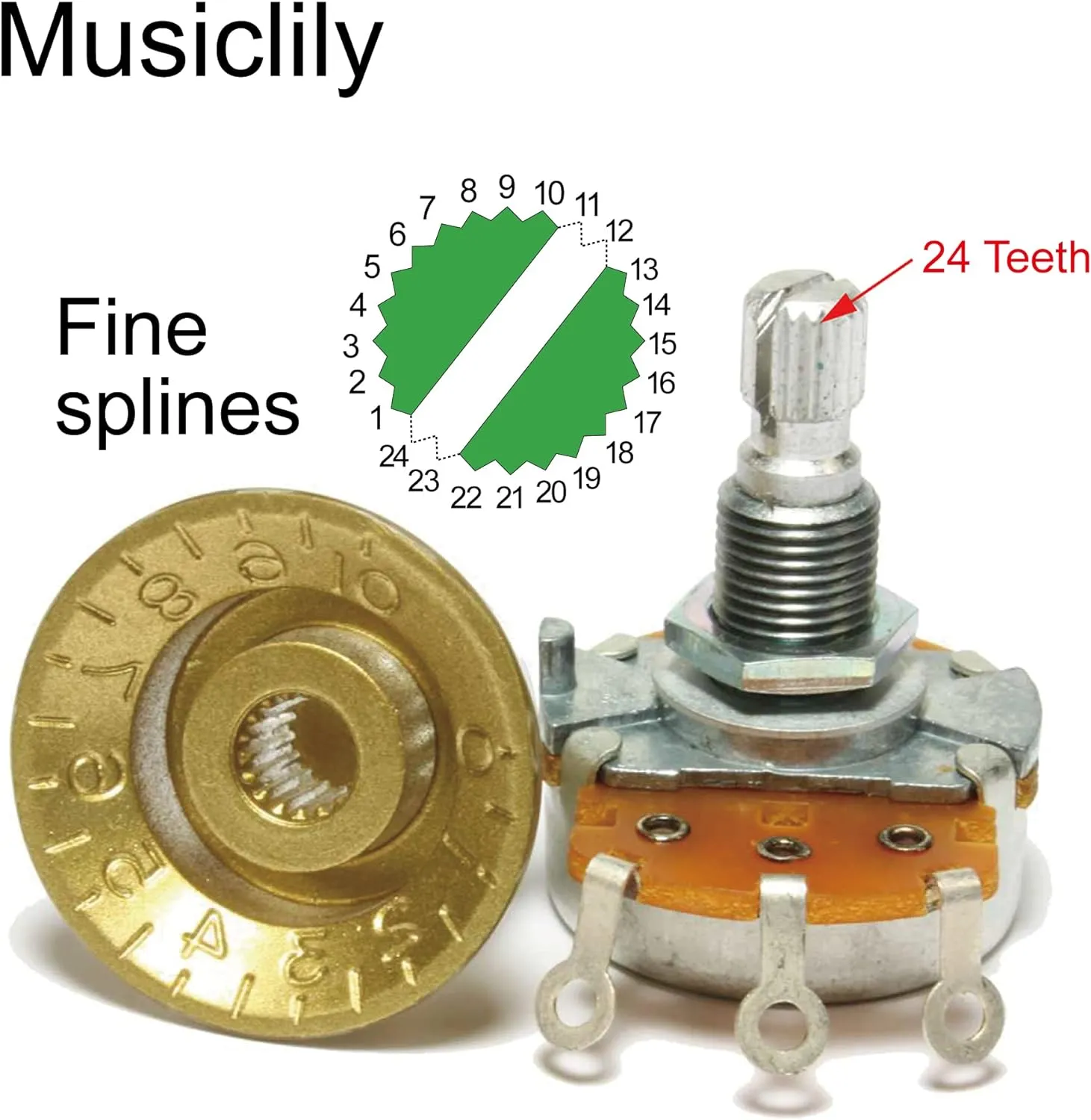 Musiclily Pro Imperial Inch Size Top Hat Bell Reflector 2 Volume 2 Tone Knobs Set for USA Les Paul SG Electric Guitar