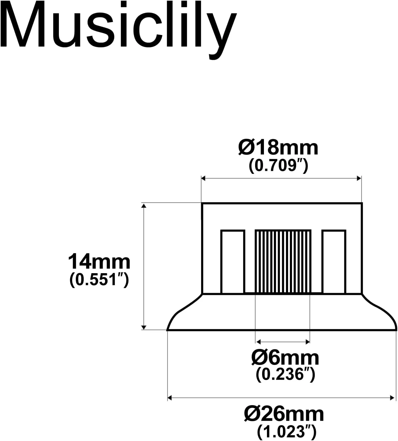 Musiclily Pro Imperial Inch Size Top Hat Bell Reflector 2 Volume 2 Tone Knobs Set for USA Les Paul SG Electric Guitar