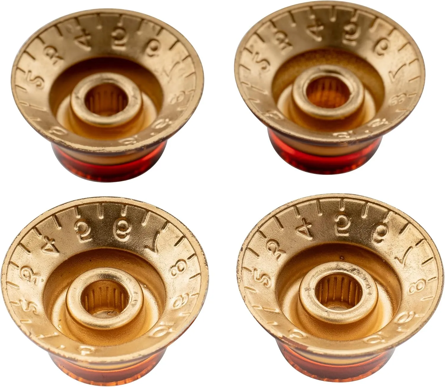 Musiclily Pro Metric Electric Guitar Top Hat Knobs 18 Spline Bell Knobs for Epiphone Les Paul LP SG Electric Guitar, Amber (Set of 4)