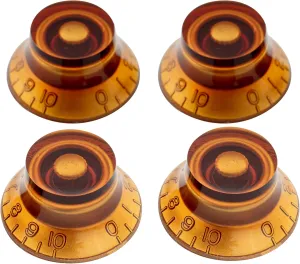 Musiclily Pro Metric Electric Guitar Top Hat Knobs 18 Spline Bell Knobs for Epiphone Les Paul LP SG Electric Guitar, Amber (Set of 4)