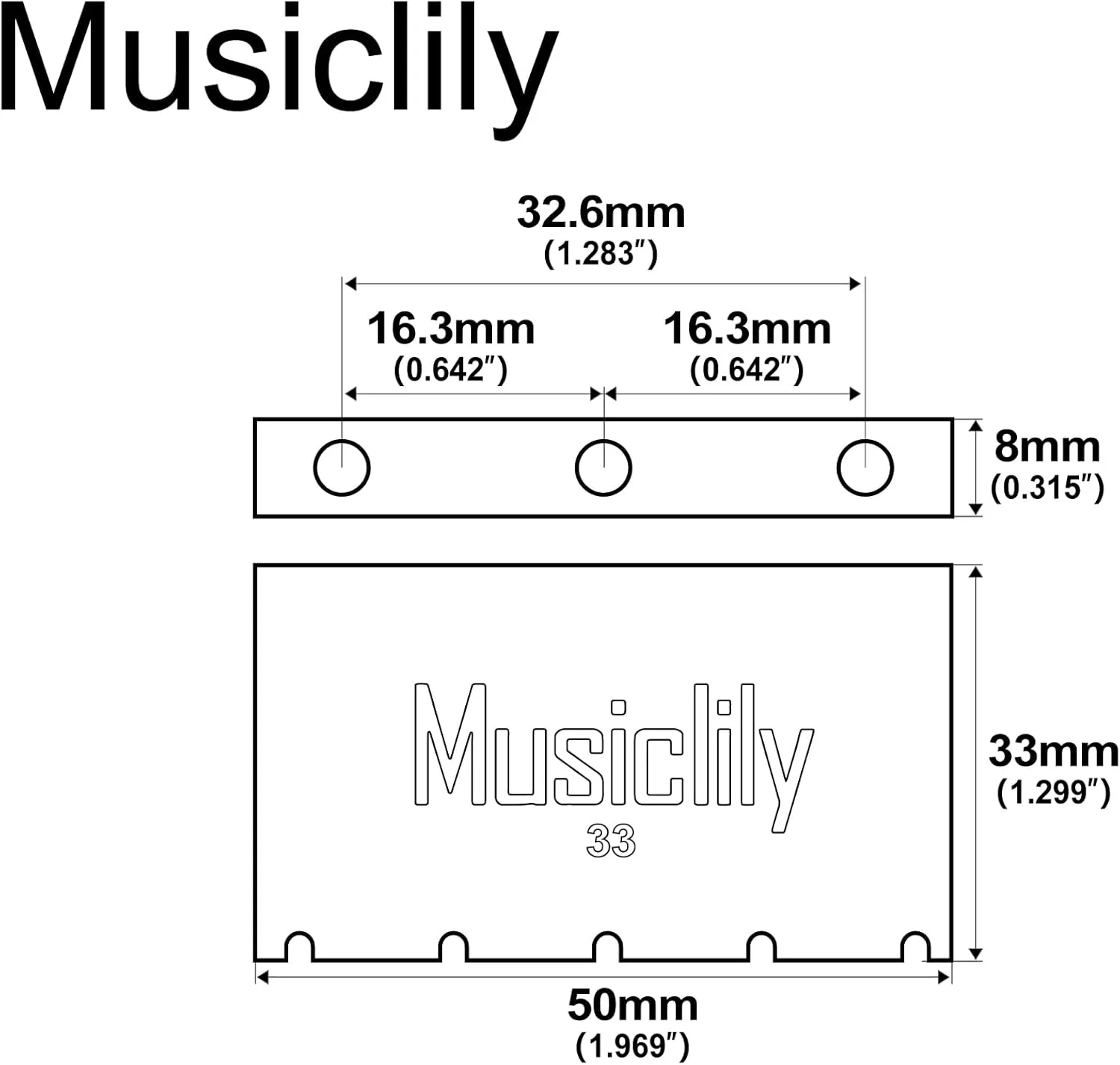 Musiclily Ultra Solid Brass Tremolo Block for Gotoh GE1996T Floyd Rose Style Locking Tremolo Bridge Electric Guitar, 33mm Tall