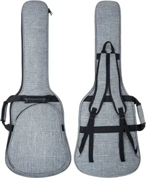 MUZNOTE Electric Guitar Bag Gig Bag 0.35 inch Padding Waterproof Electric Guitar Case, Electric Guitar Gig Bag Backpack with Neck Strap and Pockets Soft Guitar Case, Grey