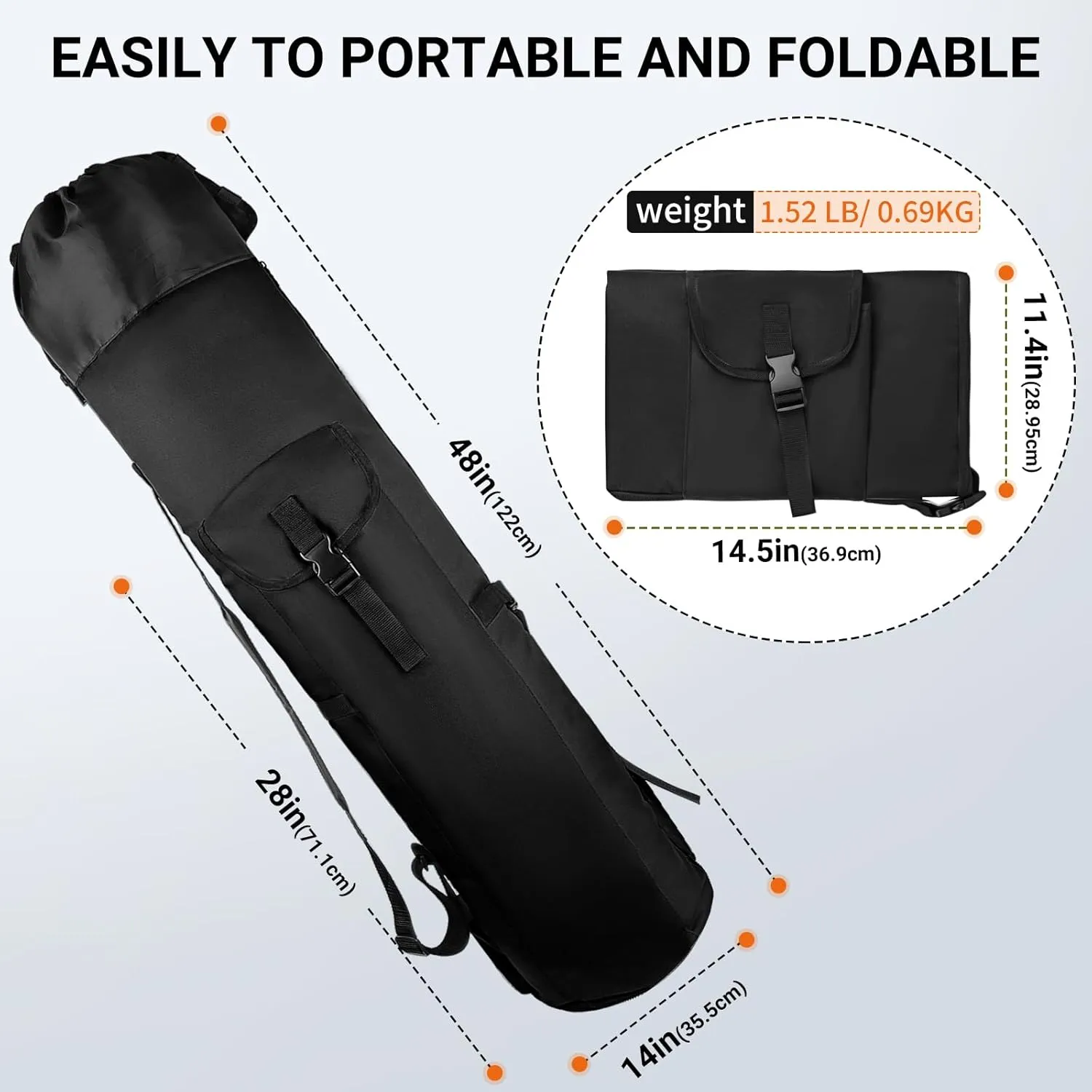 MXiiXM Fishing Rod and Pole Carrier Case Bag - Durable Oxford Fabric Gear for Men, Gifts (Black)