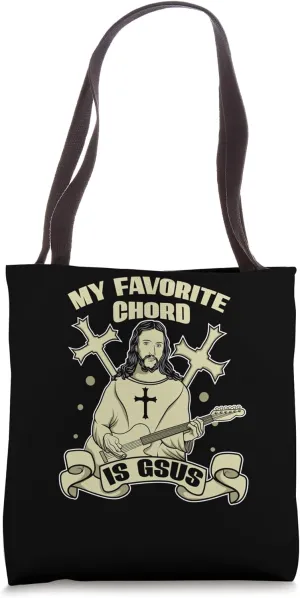 My Favorite Chord Is Gsus Jesus Cross Electric Guitar Player Tote Bag