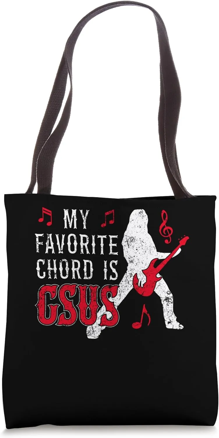 My Favorite Chord Is Gsus Jesus Electric Guitar Player Tote Bag
